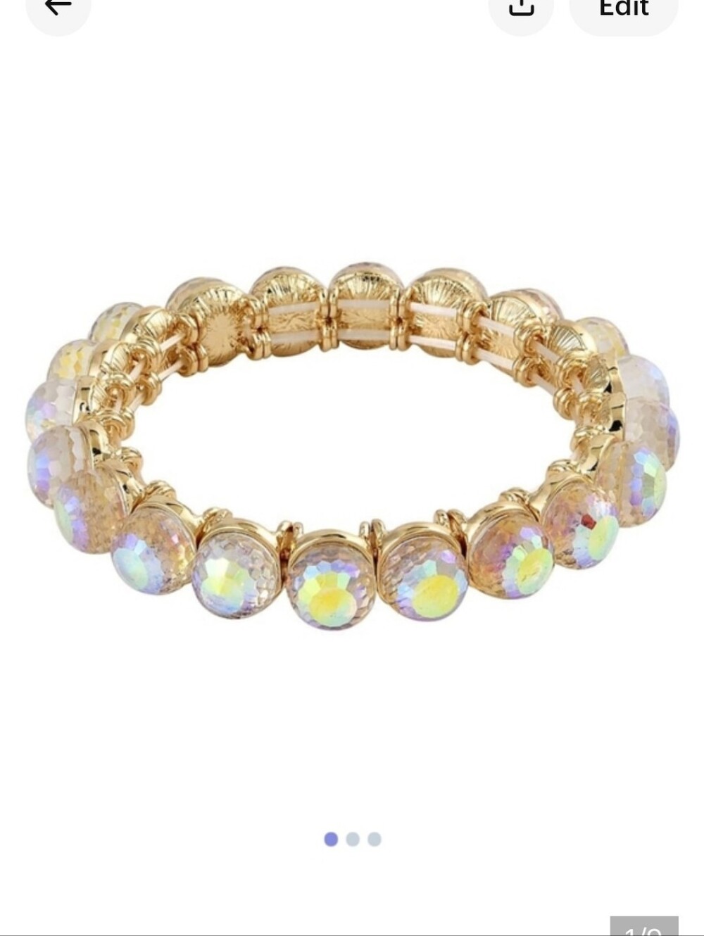 🆕️ White Aurora Borealis Glass Tennis Bracelet in Goldtone